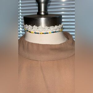 Taramanda Lace & Beaded Necklace Set White Multicolor chocker Jewelry